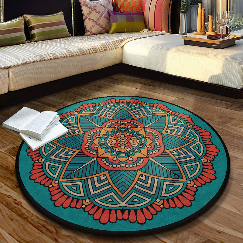 Multi Color Moroccan Rug Synthetics Blossom Patterned Carpet Anti-Slip Backing Stain Resistant Machine Washable Rug for Dining Room