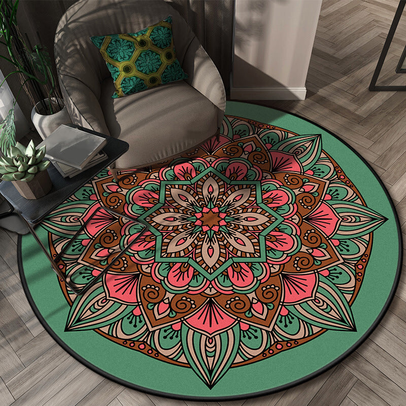 Glamorous Layered Flower Pattern Rug Multi-Colored Moroccan Rug Polypropylene Stain Resistant Anti-Slip Backing Machine Washable Carpet for Home