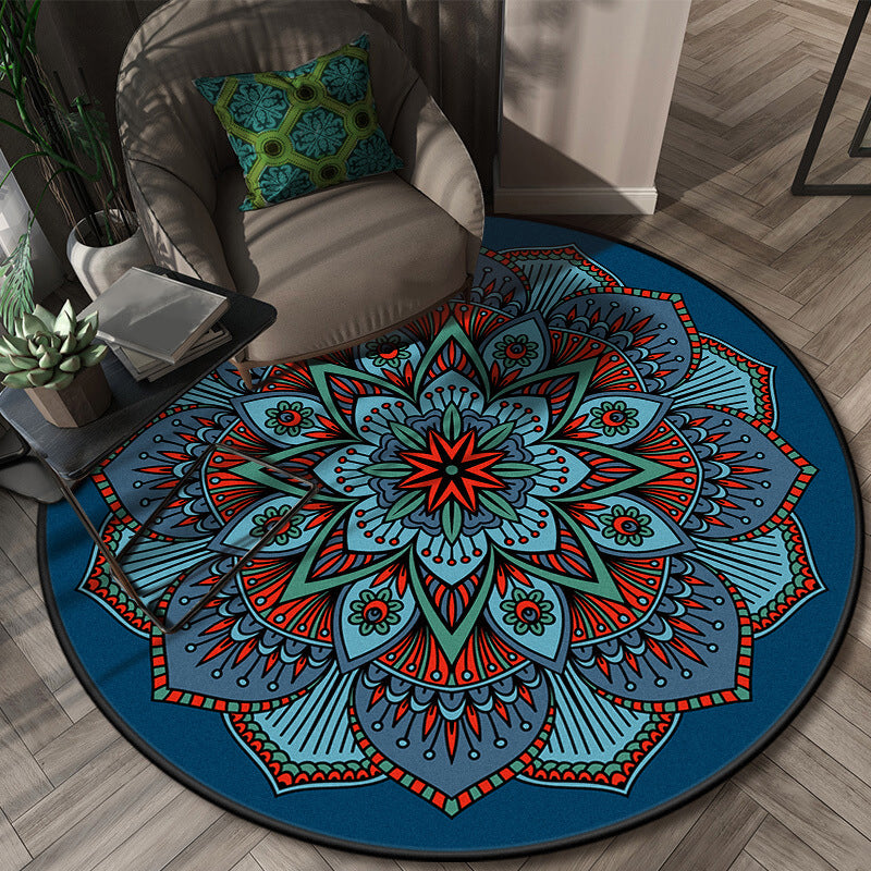 Glamorous Layered Flower Pattern Rug Multi-Colored Moroccan Rug Polypropylene Stain Resistant Anti-Slip Backing Machine Washable Carpet for Home