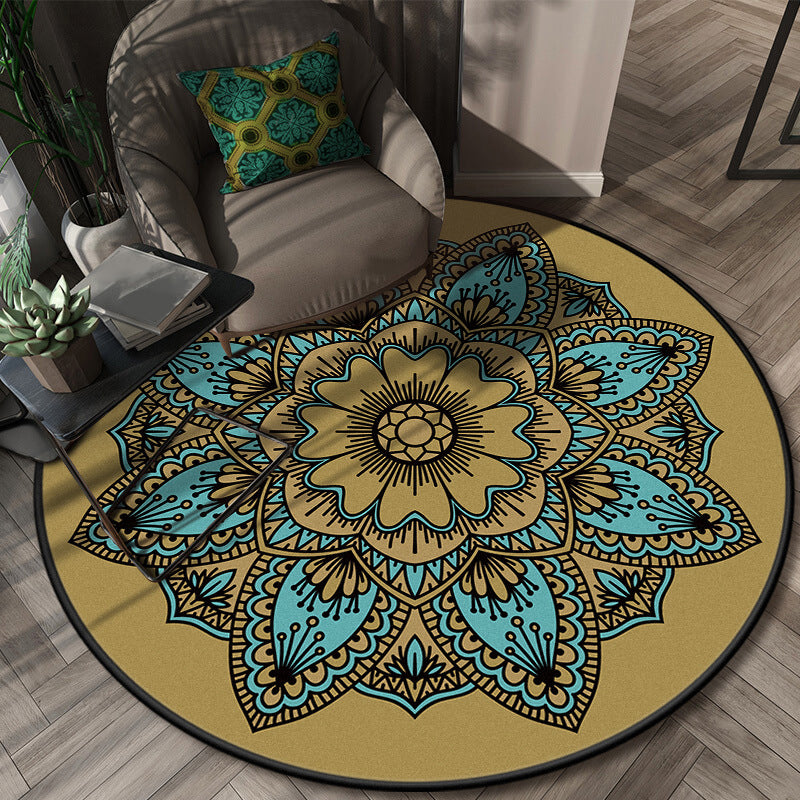 Glamorous Layered Flower Pattern Rug Multi-Colored Moroccan Rug Polypropylene Stain Resistant Anti-Slip Backing Machine Washable Carpet for Home