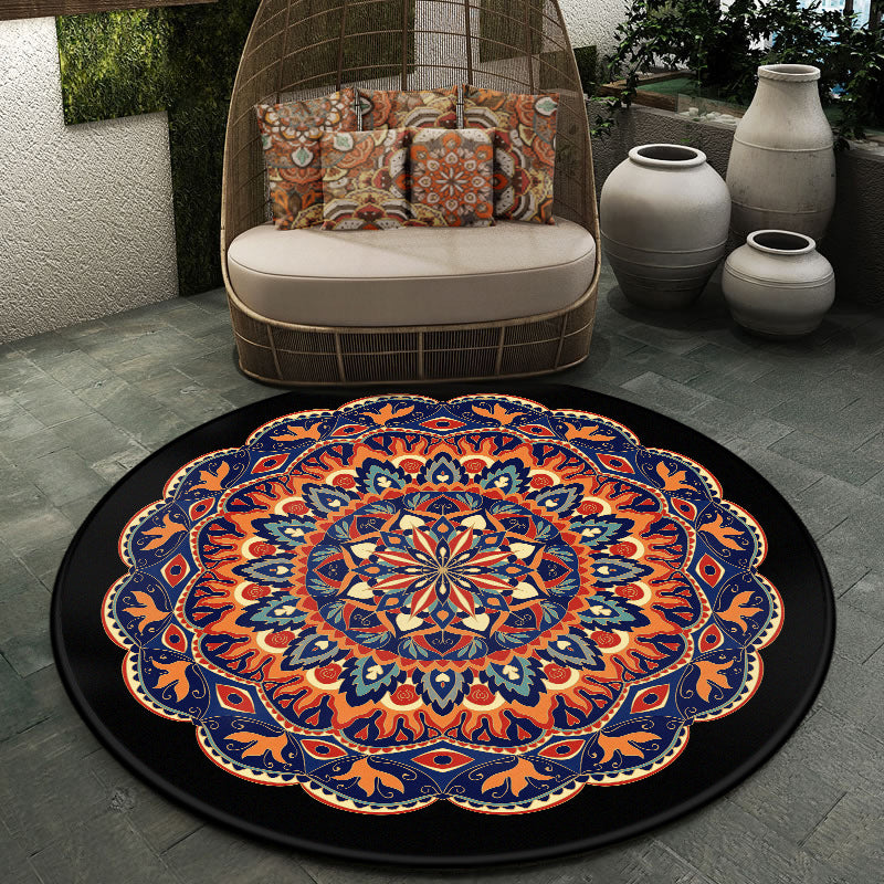 Moroccan Symmetric Patterned Rug Multi Color Polyester Carpet Machine Washable Non-Slip Pet Friendly Rug for Living Room
