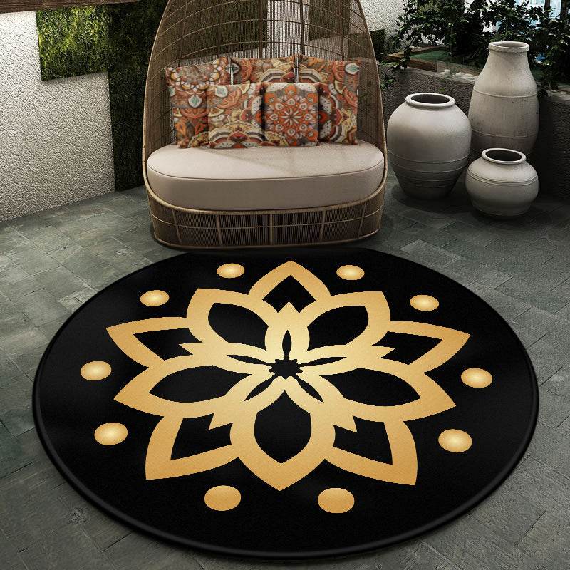 Moroccan Symmetric Patterned Rug Multi Color Polyester Carpet Machine Washable Non-Slip Pet Friendly Rug for Living Room