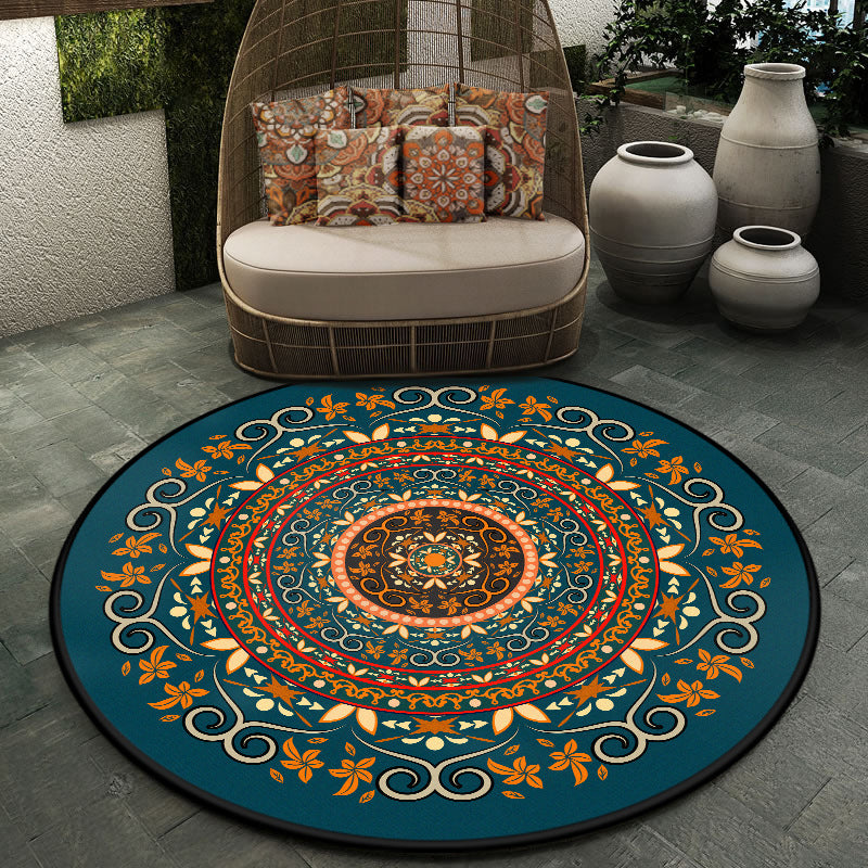 Moroccan Symmetric Patterned Rug Multi Color Polyester Carpet Machine Washable Non-Slip Pet Friendly Rug for Living Room