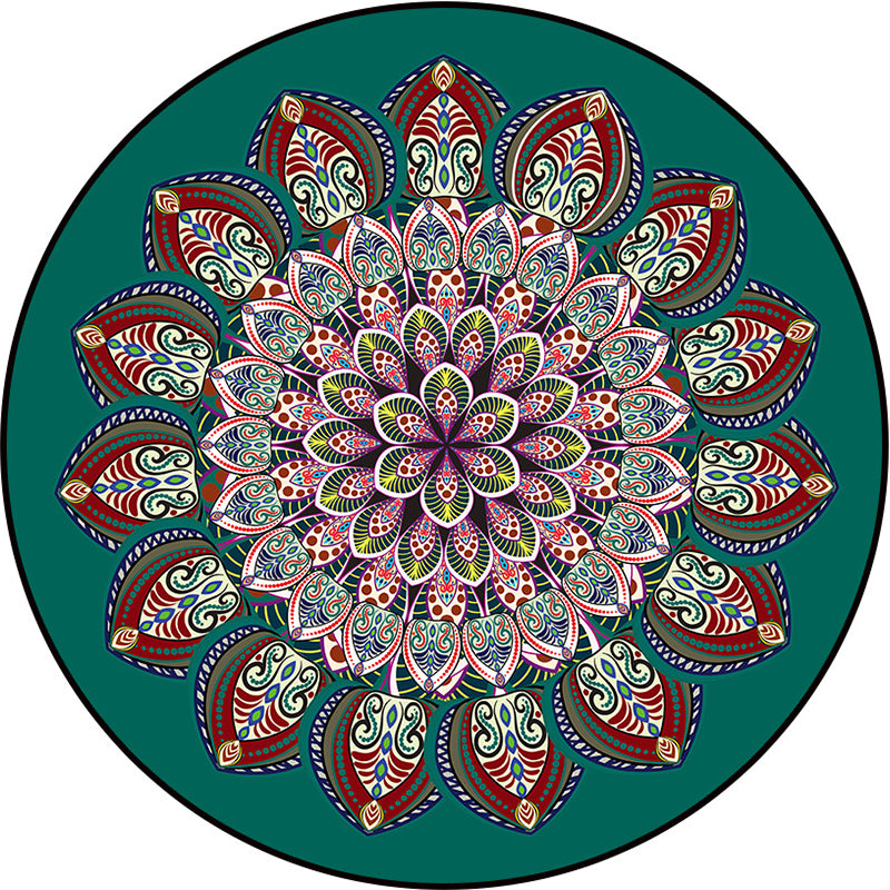 Ethnic Moroccan Style Rug Multi-Color Floral Rug Pet Friendly Anti-Slip Stain Resistant Carpet for Living Room