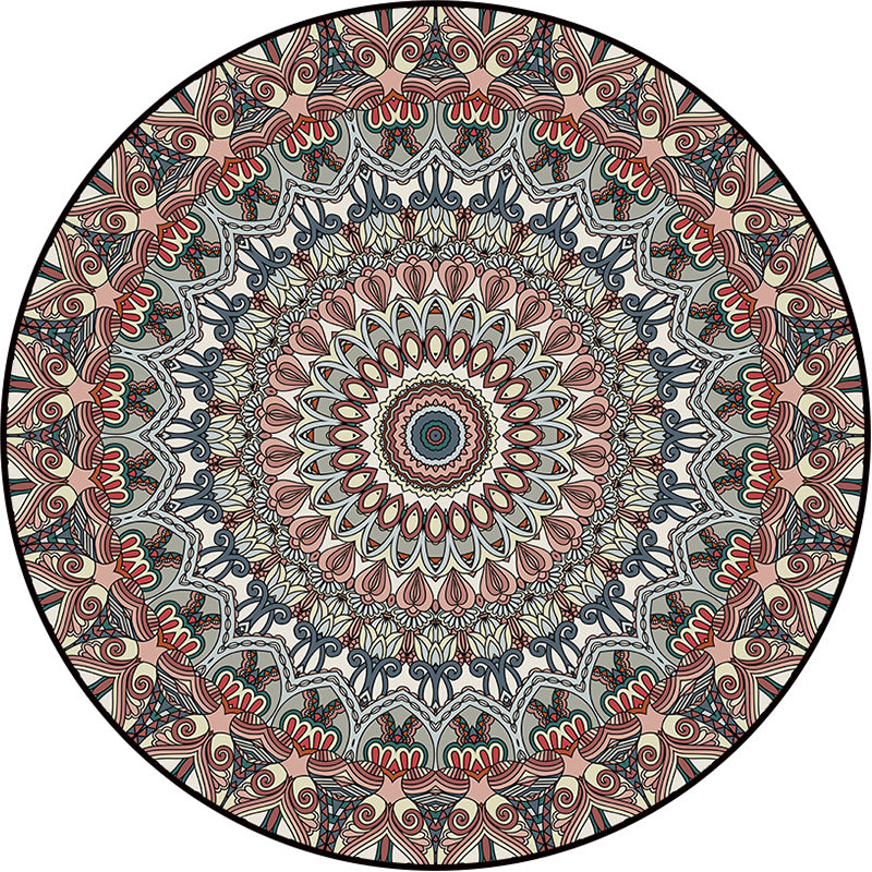 Ethnic Moroccan Style Rug Multi-Color Floral Rug Pet Friendly Anti-Slip Stain Resistant Carpet for Living Room