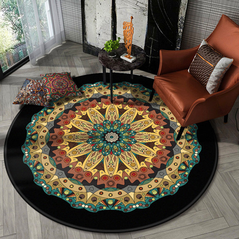 Chic Floral Pattern Area Rug Multicolored Moroccan Carpet Synthetics Washable Anti-Slip Backing Stain Resistant Rug for Front Door
