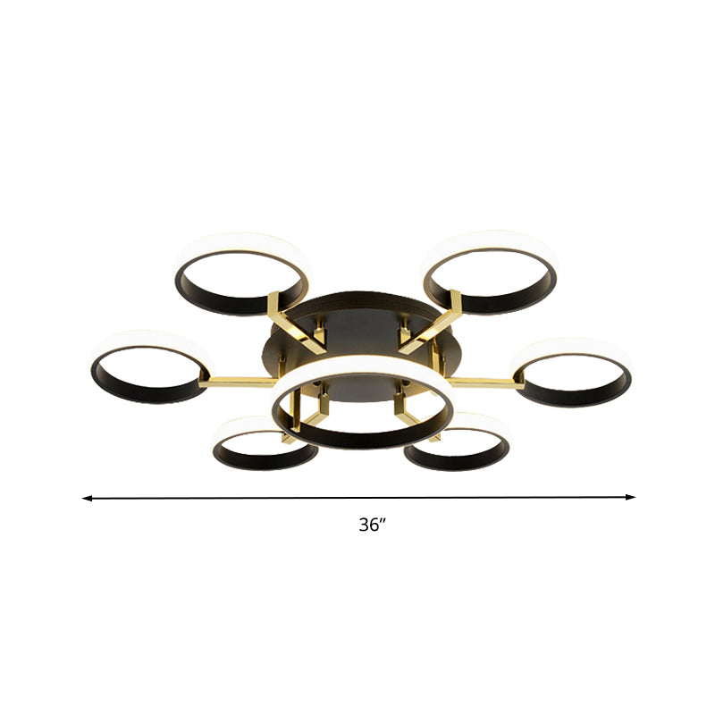 Sputnik Rubor Mount Techo Moderno Acrílico 7/9 Luces Salón Integrado LED Iluminación Techo en Negro