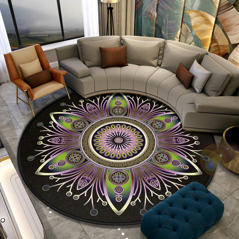 Turkish Style Living Room Rug Multicolor Flower Patterned Carpet Synthetics Pet Friendly Machine Washable Non-Slip Rug