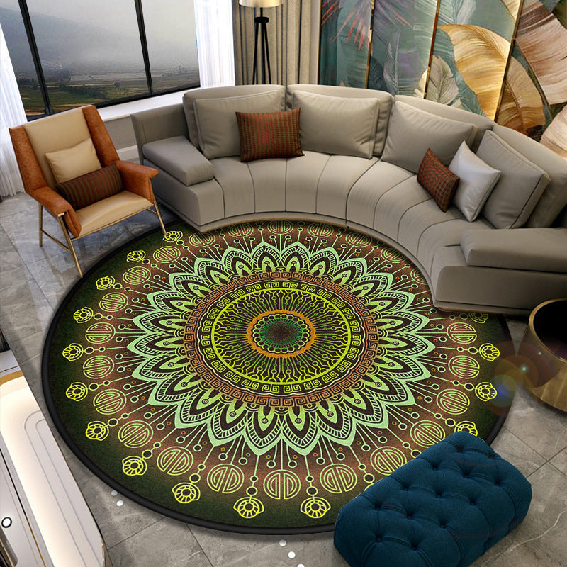 Turkish Style Living Room Rug Multicolor Flower Patterned Carpet Synthetics Pet Friendly Machine Washable Non-Slip Rug