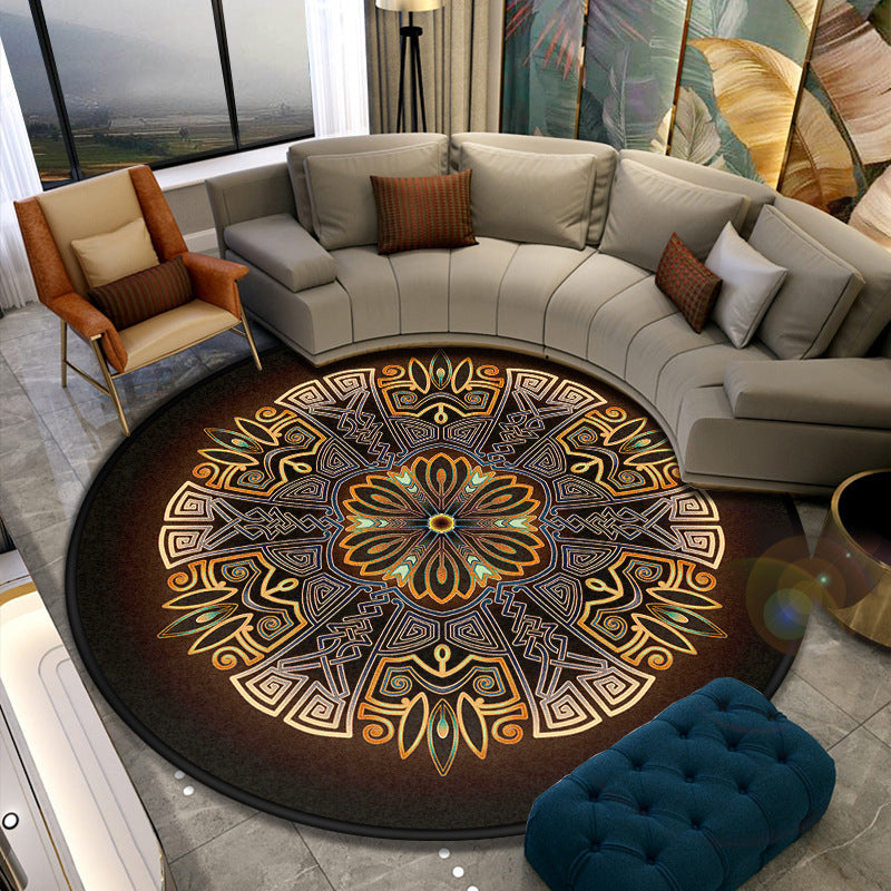 Turkish Style Living Room Rug Multicolor Flower Patterned Carpet Synthetics Pet Friendly Machine Washable Non-Slip Rug