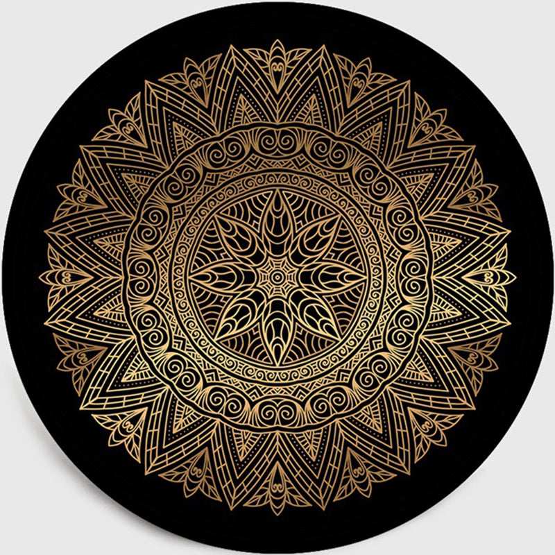 Retro Dark Color Moroccan Rug Polypropylene Mandala Patterned Rug Washable Anti-Slip Pet Friendly Rug for Living Room