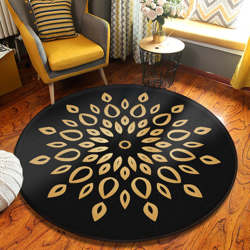 Decorative Kaleidoscope Rug Multi Color Turkish Carpet Polyester Washable Stain Resistant Non-Slip Backing Rug for Sitting Room
