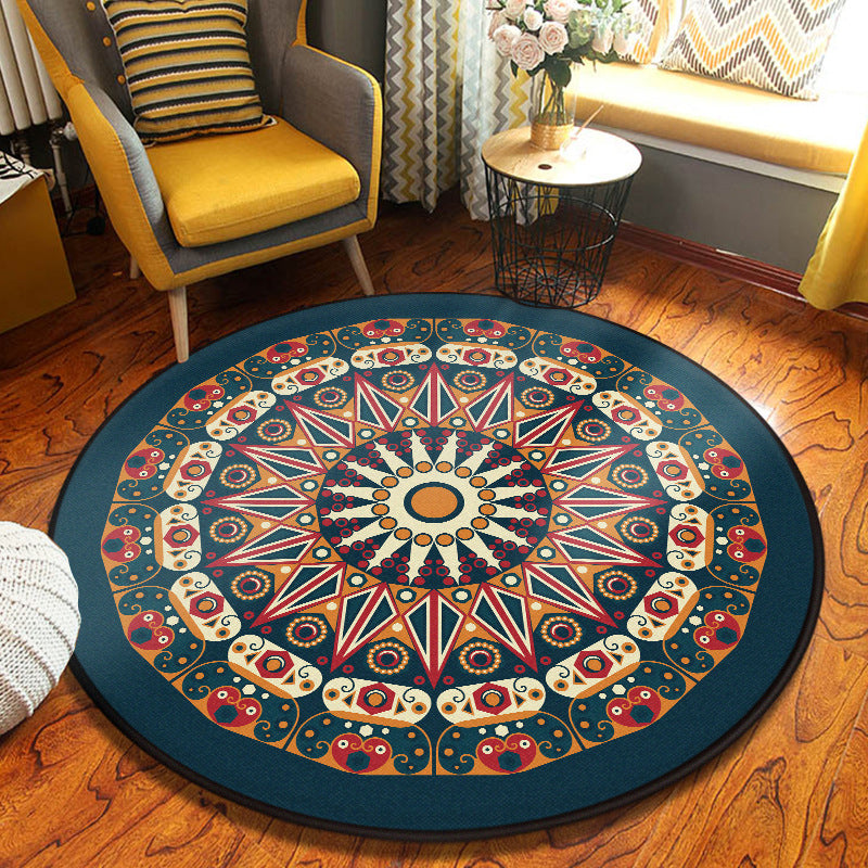 Decorative Kaleidoscope Rug Multi Color Turkish Carpet Polyester Washable Stain Resistant Non-Slip Backing Rug for Sitting Room