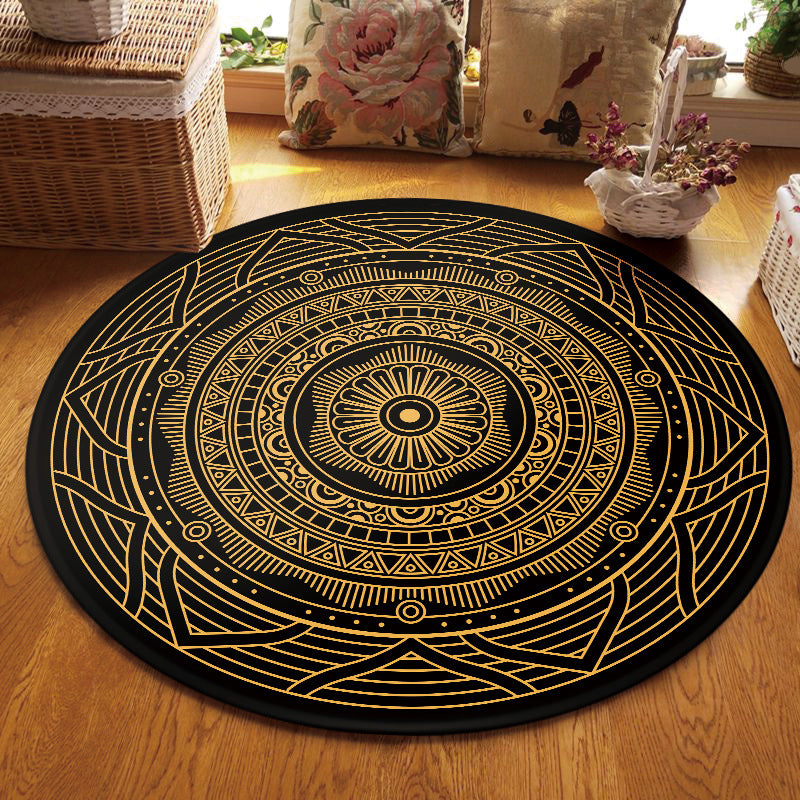 Multi Colored Living Room Rug Moroccan Tribal Flower Print Rug Synthetics Pet Friendly Anti-Slip Backing Washable Area Carpet