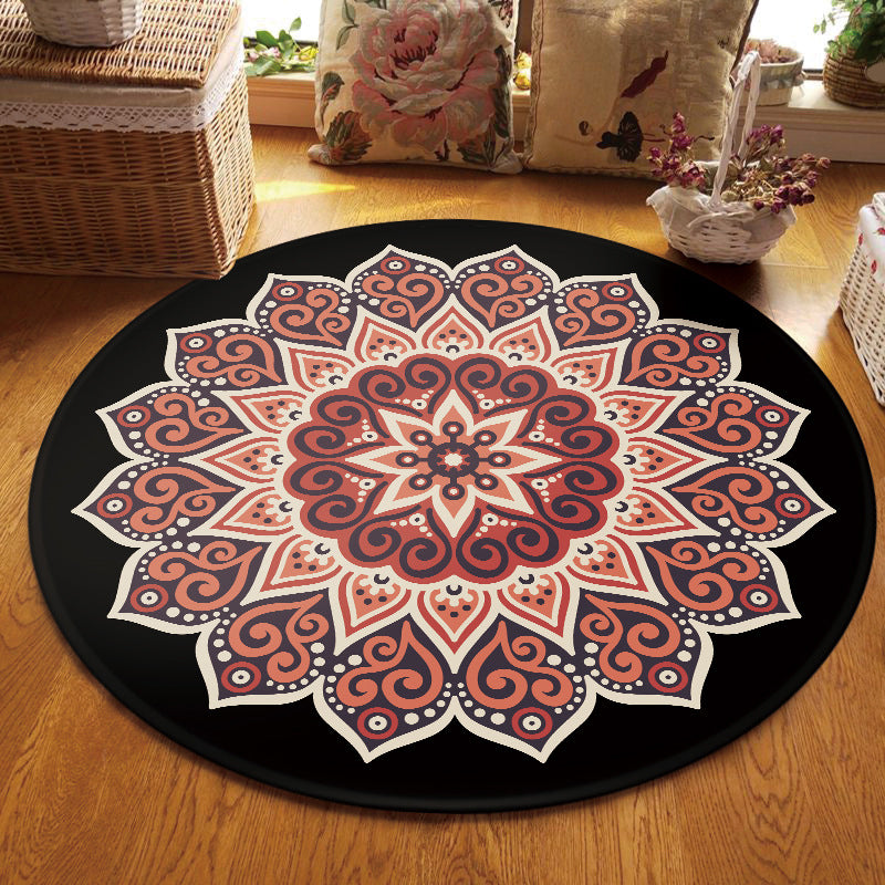 Multi Colored Living Room Rug Moroccan Tribal Flower Print Rug Synthetics Pet Friendly Anti-Slip Backing Washable Area Carpet