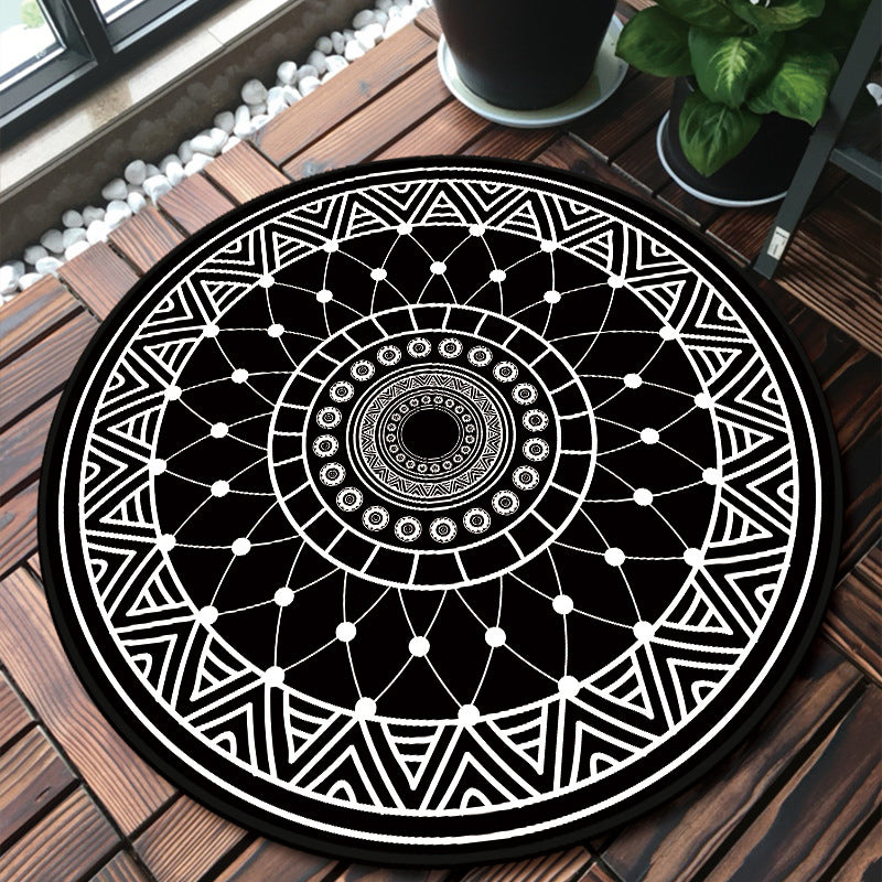 Classy Multicolor Mandala Rug Polypropylene Moroccan Carpet Stain Resistant Machine Washable Anti-Slip Area Rug for Door