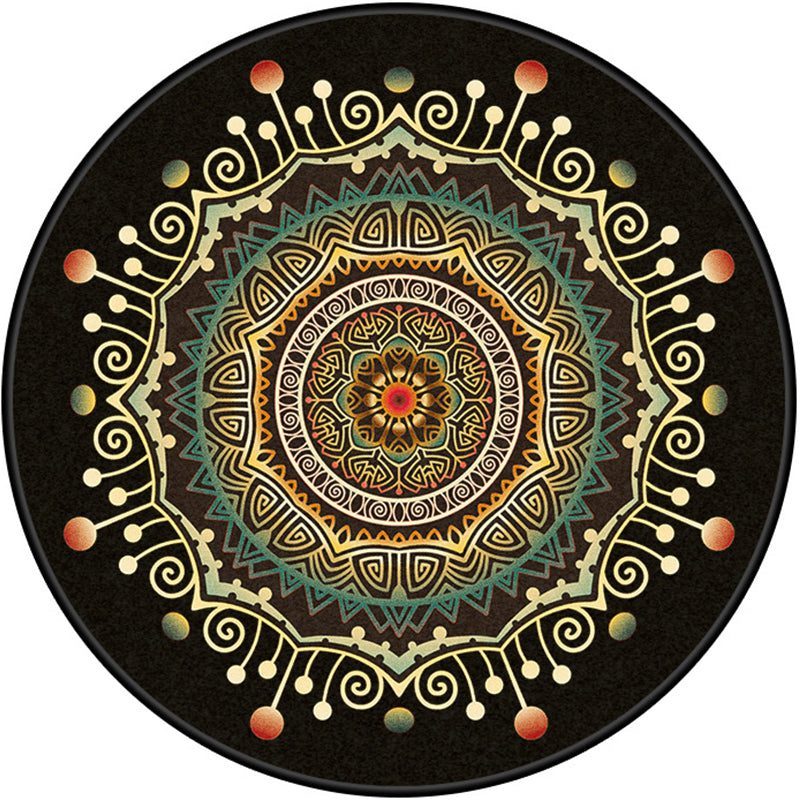 Persian Bedroom Rug Multi-Color Tribal Flower Rug Polyester Stain Resistant Anti-Slip Backing Washable Area Carpet