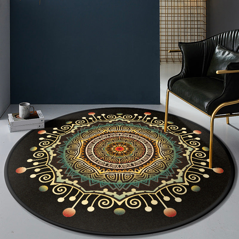 Persian Bedroom Rug Multi-Color Tribal Flower Rug Polyester Stain Resistant Anti-Slip Backing Washable Area Carpet