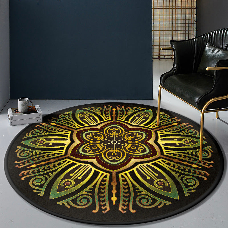 Persian Bedroom Rug Multi-Color Tribal Flower Rug Polyester Stain Resistant Anti-Slip Backing Washable Area Carpet