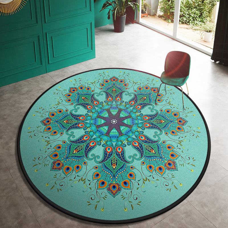 Multi Color Door Rug Moroccan Floral Area Carpet Synthetics Anti-Slip Stain Resistant Pet Friendly Rug