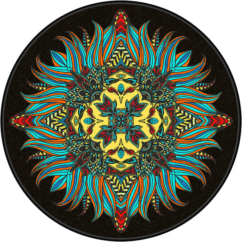 Multi Color Door Rug Moroccan Floral Area Carpet Synthetics Anti-Slip Stain Resistant Pet Friendly Rug