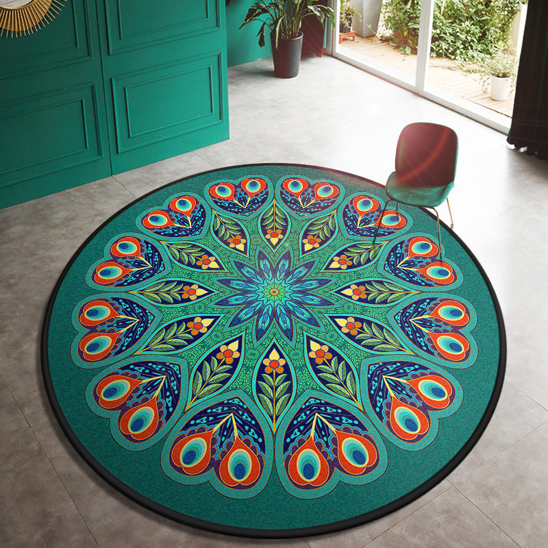 Multi Color Door Rug Moroccan Floral Area Carpet Synthetics Anti-Slip Stain Resistant Pet Friendly Rug