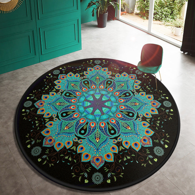 Multi Color Door Rug Moroccan Floral Area Carpet Synthetics Anti-Slip Stain Resistant Pet Friendly Rug