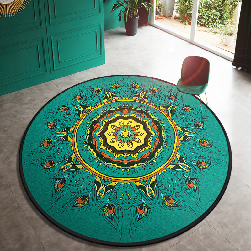 Multi Color Door Rug Moroccan Floral Area Carpet Synthetics Anti-Slip Stain Resistant Pet Friendly Rug
