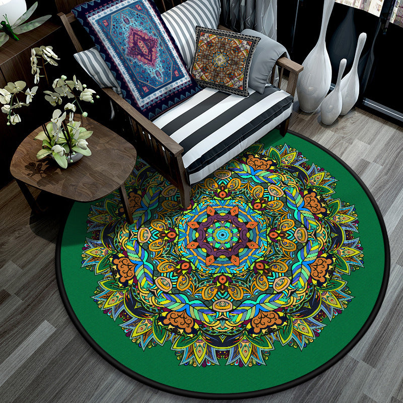 Retro Mandala Indoor Teppich dunkle Farbe marokkanischer Teppich Polypropylen nicht rutscher Haustierfreundlicher Waschung Teppich für Wohnzimmer