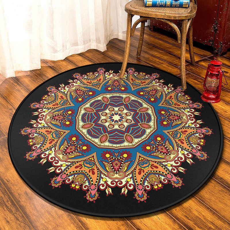 Multi-Colored Moroccan Rug Synthetics Mandala Area Rug Anti-Slip Stain Resistant Washable Carpet for Family Room