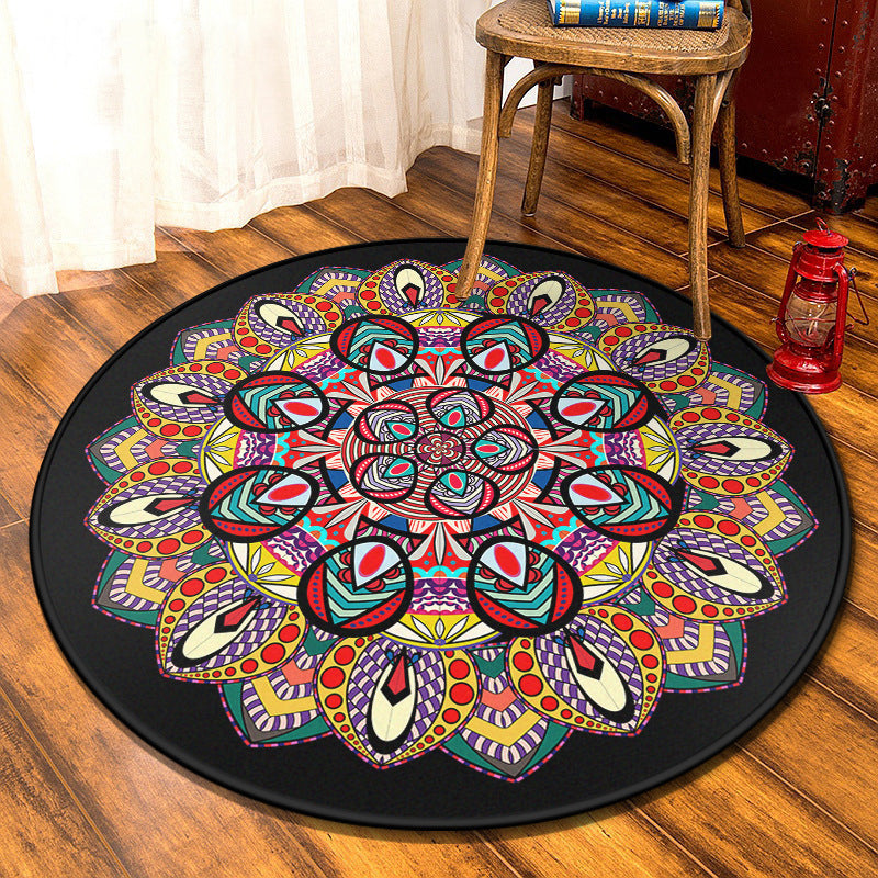 Multi-Colored Moroccan Rug Synthetics Mandala Area Rug Anti-Slip Stain Resistant Washable Carpet for Family Room
