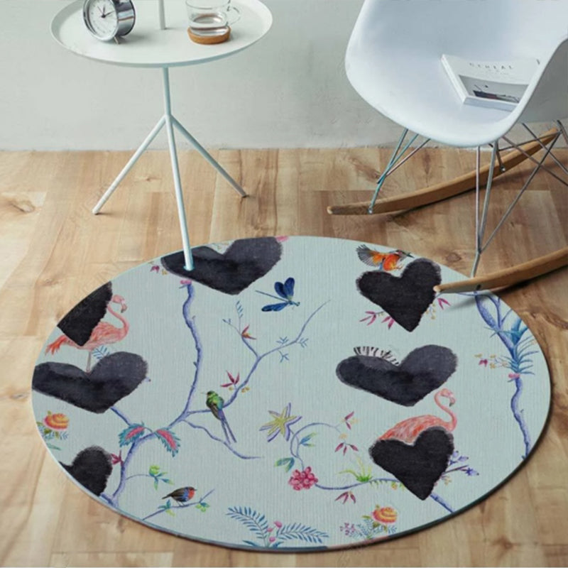 Chic Multi Color Persian Rug Polyester Flower Print Carpet Washable Anti-Slip Pet Friendly Rug for Home