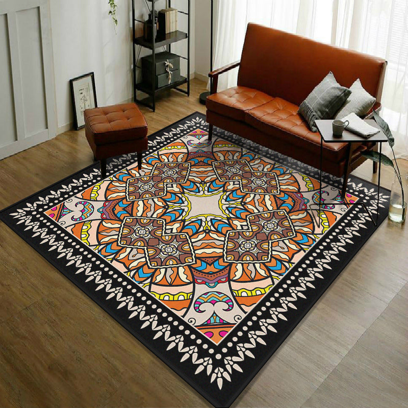 Trendy Symmetric Floral Rug Multi Colored Moroccan Style Carpet Synthetics Rug for Room