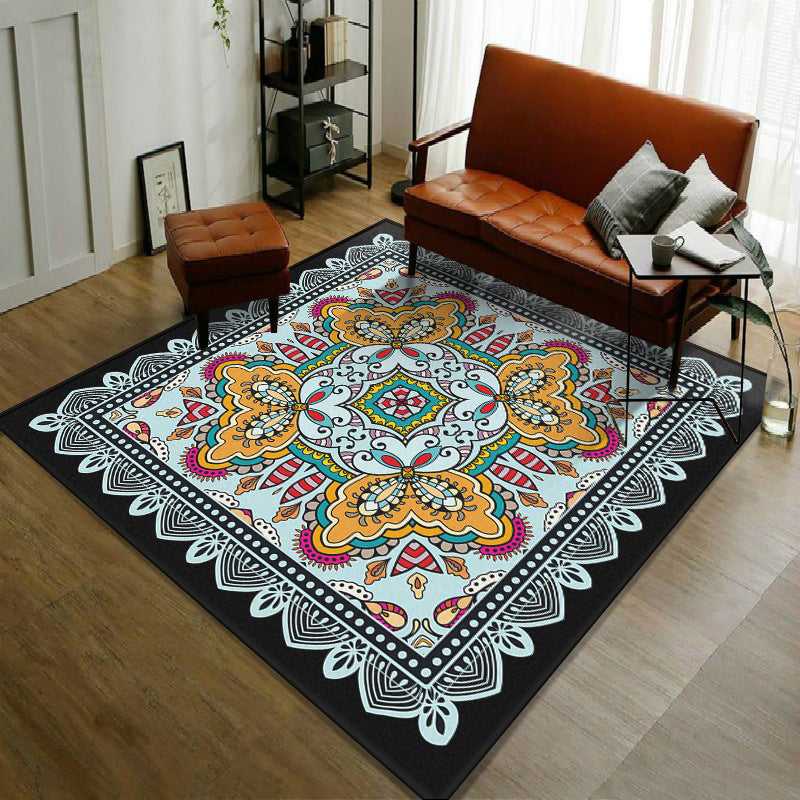 Trendy Symmetric Floral Rug Multi Colored Moroccan Style Carpet Synthetics Rug for Room