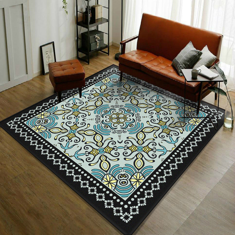 Trendy Symmetric Floral Rug Multi Colored Moroccan Style Carpet Synthetics Rug for Room