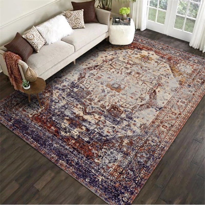 Exotic Geometric Patterned Rug Multicolored Moroccan Rug Polypropylene Stain Resistant Non-Slip Backing Machine Washable Carpet for Room