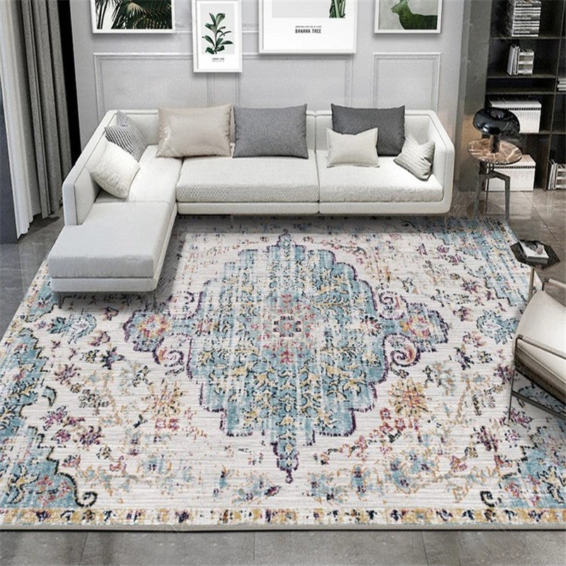 Exotic Geometric Patterned Rug Multicolored Moroccan Rug Polypropylene Stain Resistant Non-Slip Backing Machine Washable Carpet for Room