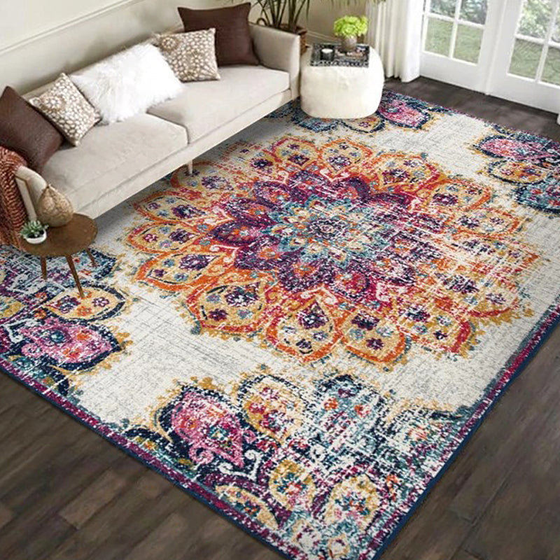 Exotic Geometric Patterned Rug Multicolored Moroccan Rug Polypropylene Stain Resistant Non-Slip Backing Machine Washable Carpet for Room