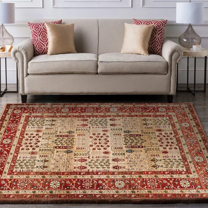 Persian Living Room Rug Multi Colored Geometric Carpet Polyester Pet Friendly Stain Resistant Anti-Slip Backing Rug with Braided Trim