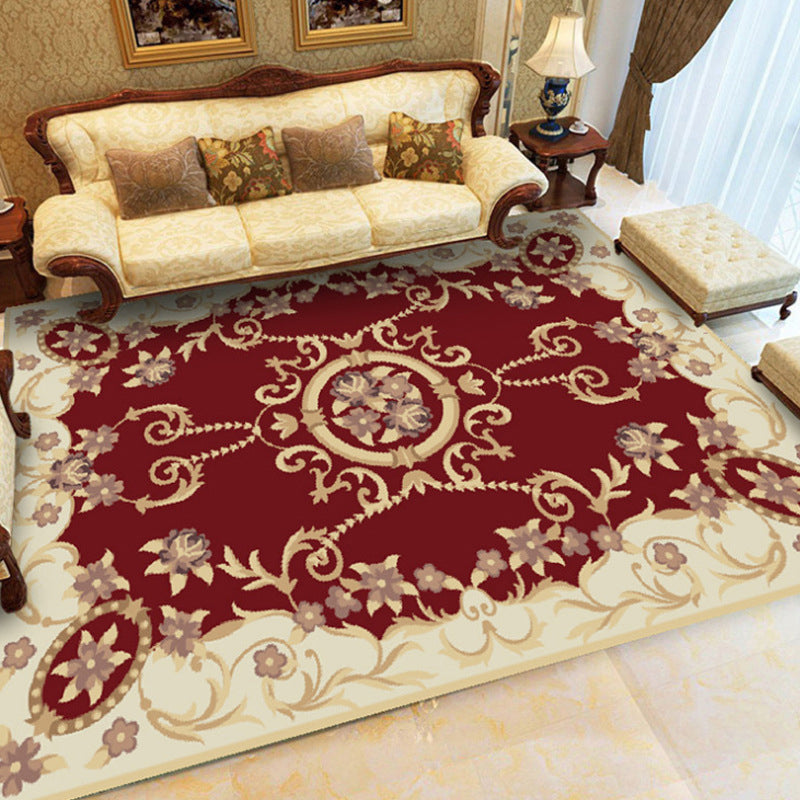 Fancy Chinoiserie Rug Multi Color Floral Area Carpet Non-Slip Backing Stain Resistant Pet Friendly Rug for Living Room