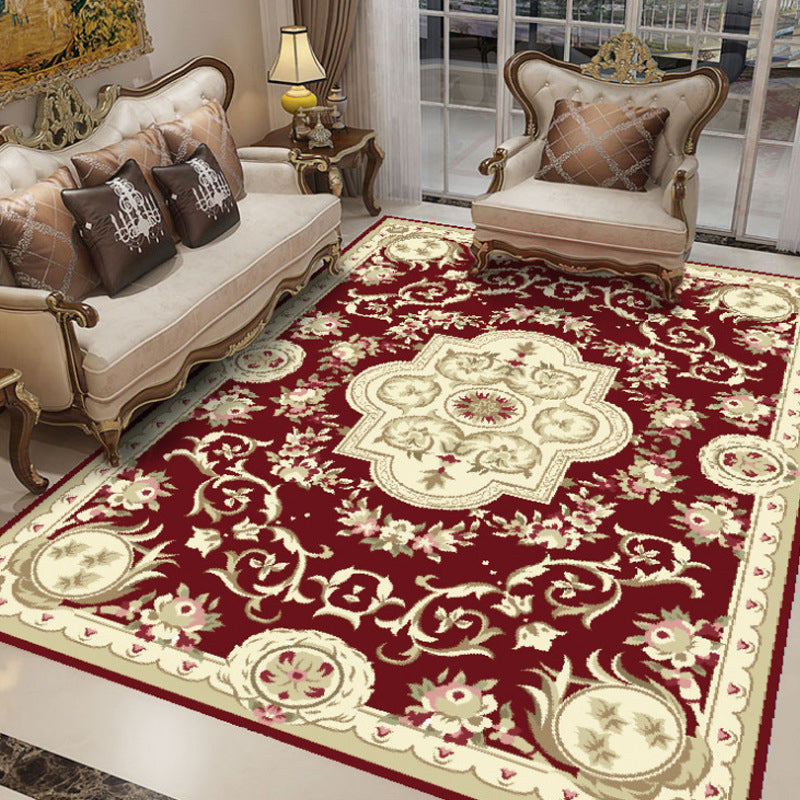Fancy Chinoiserie Rug Multi Color Floral Area Carpet Non-Slip Backing Stain Resistant Pet Friendly Rug for Living Room