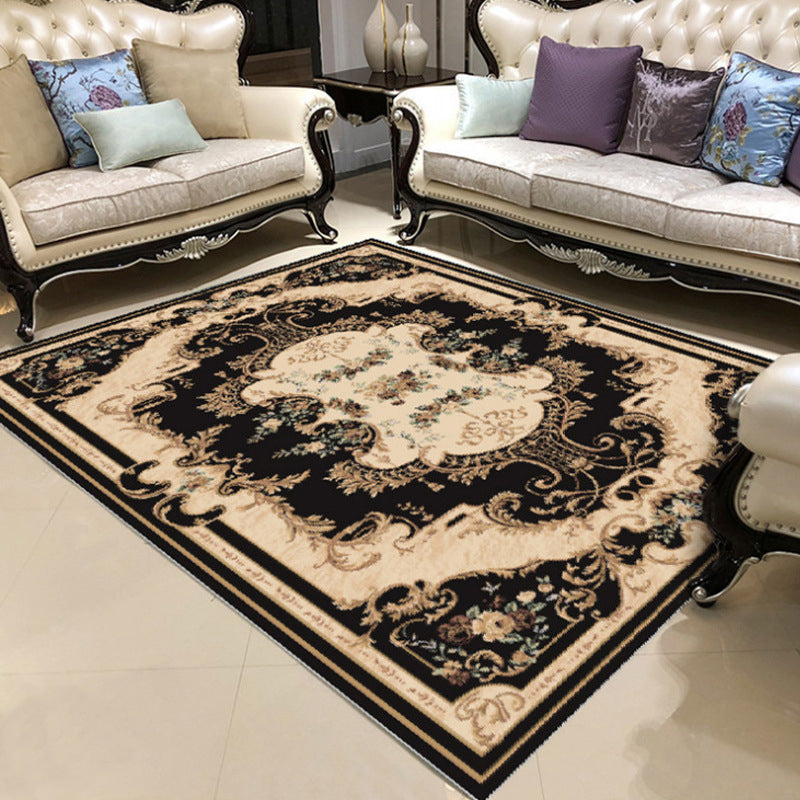 Fancy Chinoiserie Rug Multi Color Floral Area Carpet Non-Slip Backing Stain Resistant Pet Friendly Rug for Living Room
