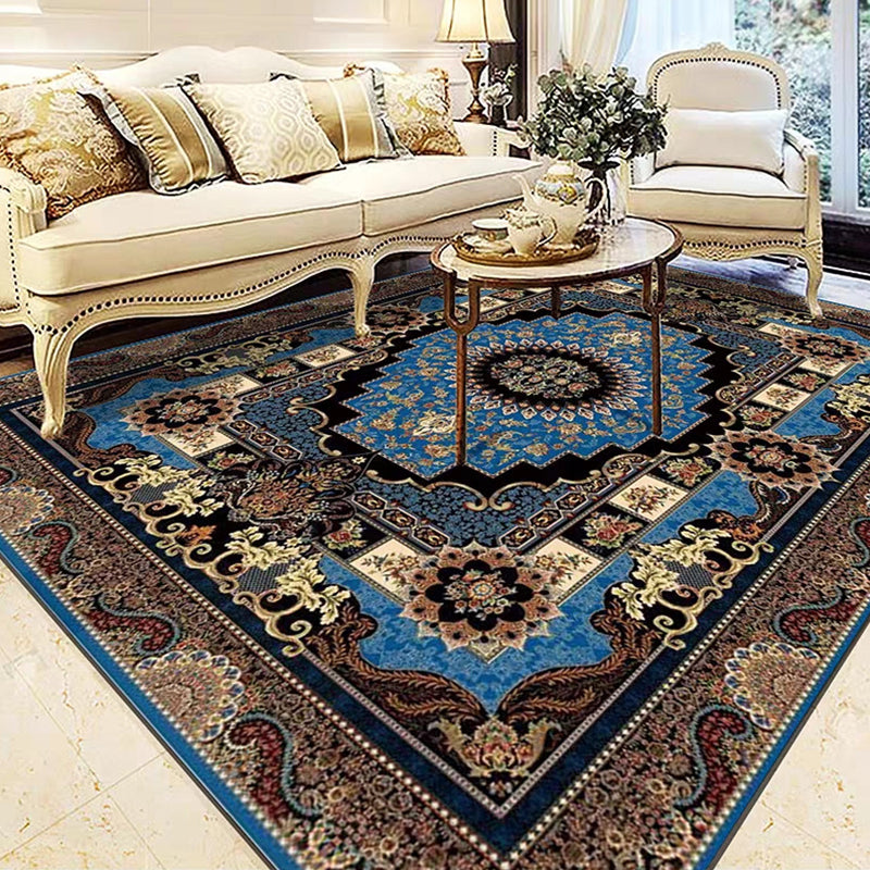 Glam Persian Indoor Rug Multi Color Floral Print Rug Anti-Slip Backing Machine Washable Pet Friendly Carpet for Living Room