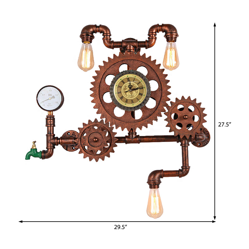 Metallwasserrohrleitungsleuchte Industrielle 1 Leichte Innenwandlampe in verwitterter Kupfer