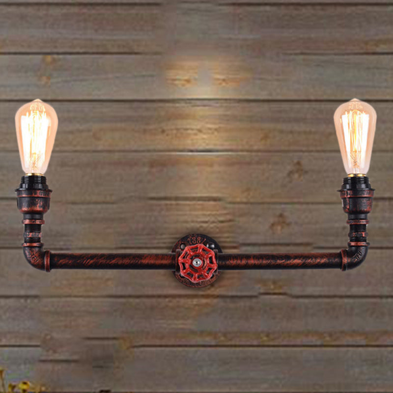 Tipada de pared de medidas de presión de 2 luces Ligera de cobre de cobre de cobre industrial para interiores, 20.5 "/21.5" de ancho