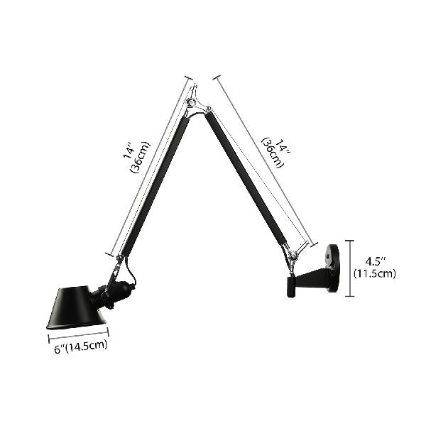 Retro -sich verjüngte Wandbeleuchtung 1 Glühbirnenmetallische Wandmontagelampe mit Schwungarm in Schwarz/Chrom für den Untersuchungsraum