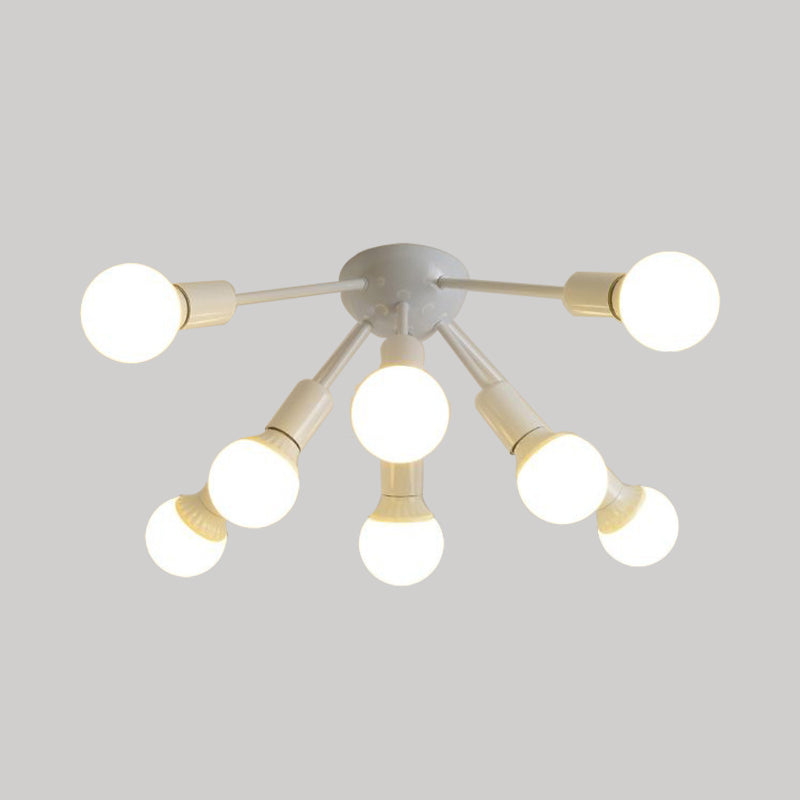 Plafonnier Semi-encastré en métal Spoutnik, moderne, 8/12 lumières, blanc/noir/or, pour salon