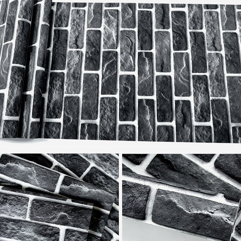 Faux Brick Wallpaper Roll voor Bar Decoratie 3D Effect Wall Art in donkere kleur, vlekbestendig