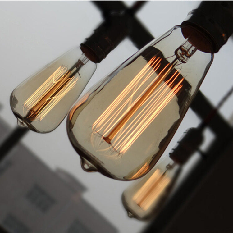 Lámpara de lámpara de lámpara de tubería de plata/bronce envejecida con bombilla expuesta de hierro rústico de 6/8 cabezas de colgación de interior