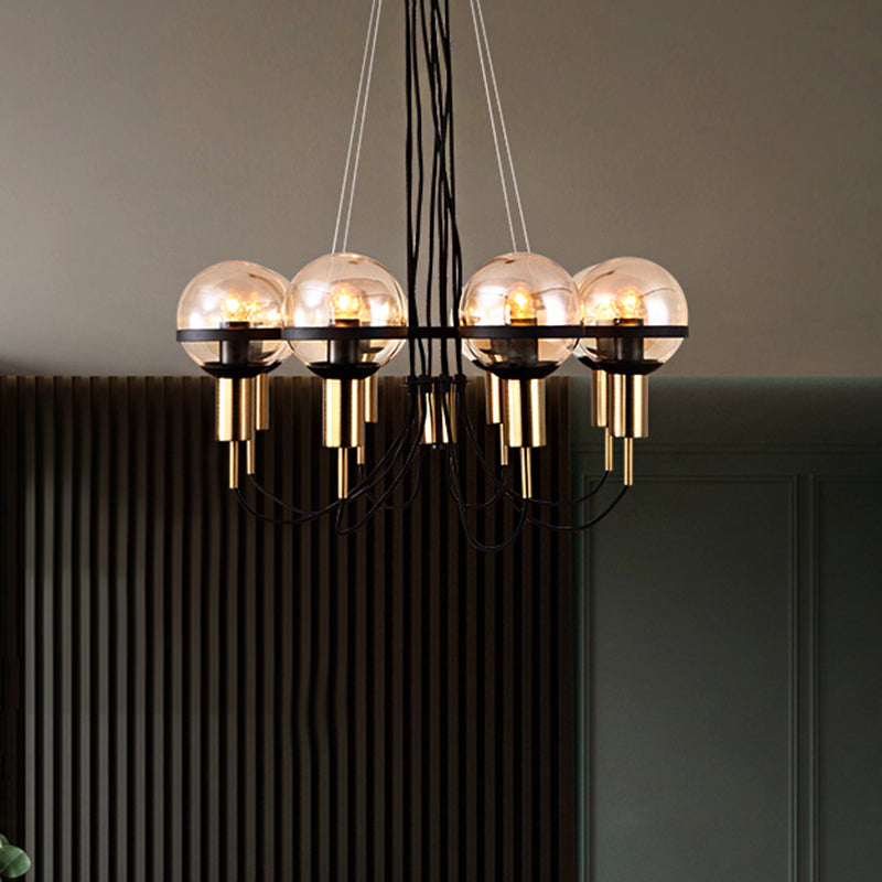 Global Glass Shade Chandelier Light Modern 6/8 Lights Brass Hanging Ceiling Light for Living Room